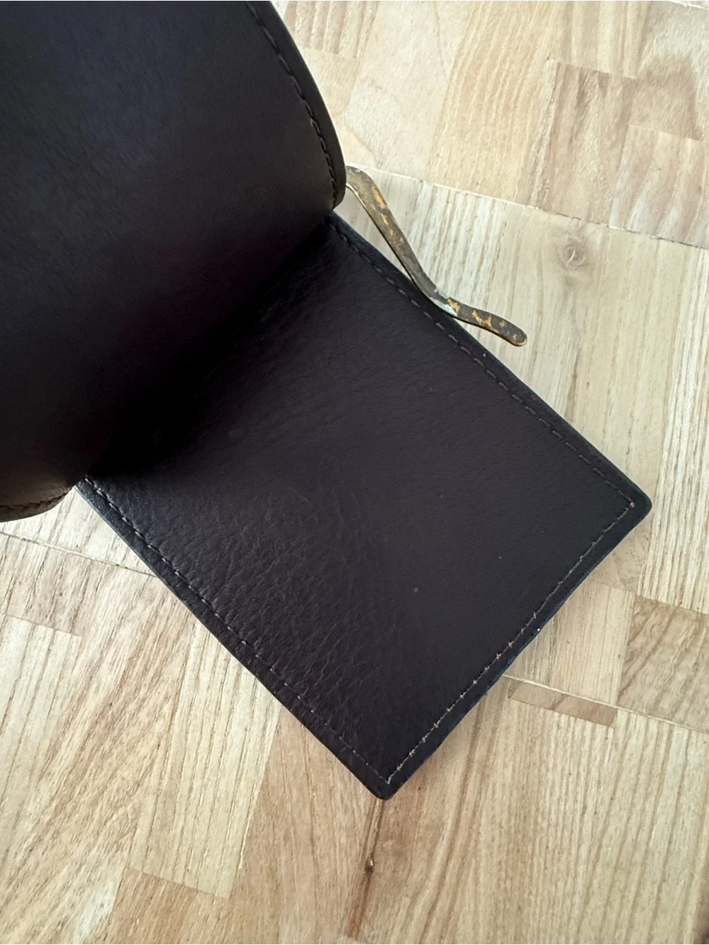 Links & kings brown leather slim money clip wallet